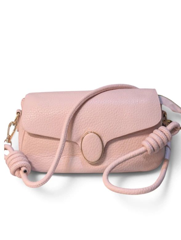 Glossy Beige Flap Shoulder Bag